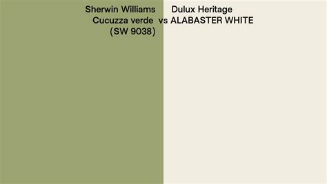 Sherwin Williams Cucuzza Verde SW 9038 Vs Dulux Heritage ALABASTER