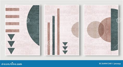 Abstract Geometric Color Block Combination Triptych Modern Simple