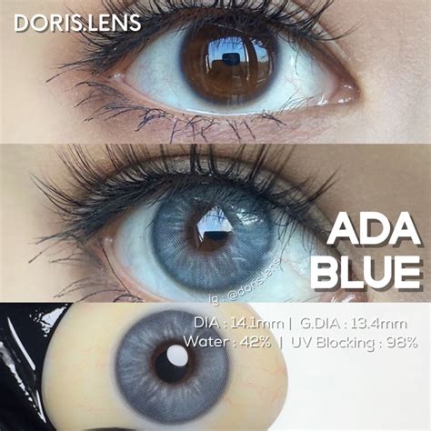 Kính Áp Tròng DORIS LENS ADA BLUE Giãn Nhẹ 14 1mm Lens Mắt Xanh Tây Hot Douyin 0 Đến 6 Độ Lệch