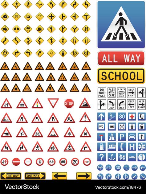 Traffic Signs Set Royalty Free Vector Image Vectorstock