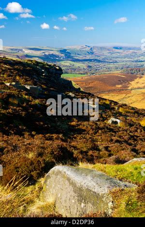 View Over Higger Tor Near Hathersage Towards Hope Valley In The Peak