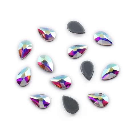 Hot Fix Stone Pcs X Mm Crystal Ab Hotfix Rhinestone Pear Shape For Cloths Adornment Diy