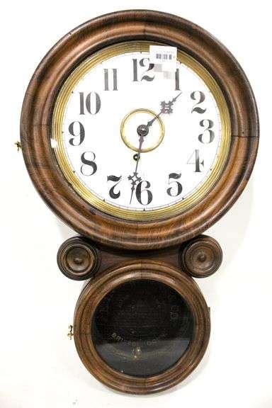 Antique E Ingraham And Co Wind Up Wall Clock Patd May 13 1871 Bristol Conn 13x22