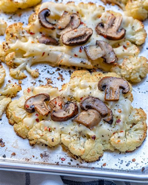 These Clean Eating Cheesy Cauliflower Mushroom Steaks Are Seriously