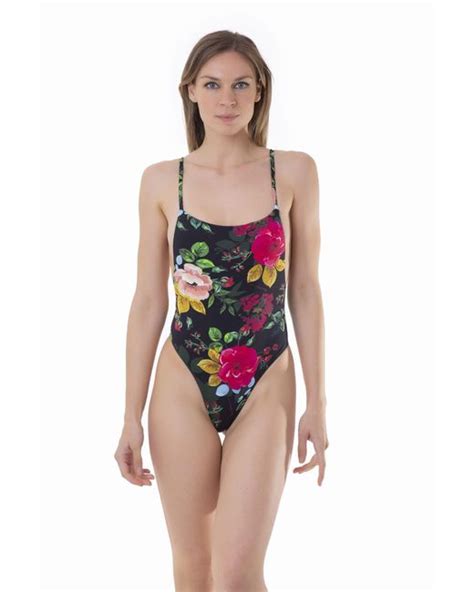 Miss Bikini Printed One Piece Side Boob Swimming Costume Lyst