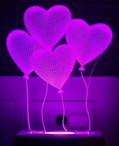 Vagalleryking Modern Contemporary 4 Heart 3d Illusion Acrylic Led Night Lamp For Decoration At