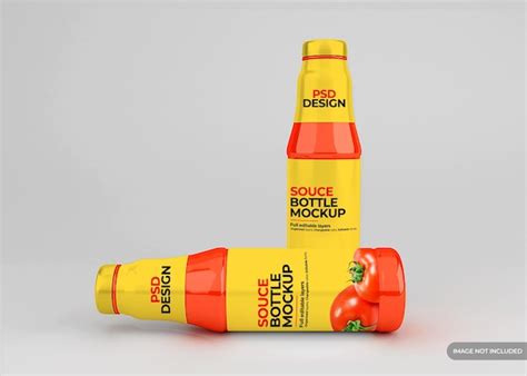 Premium PSD | Glass tomato sauce bottle label mockup