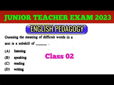 Junior Teacher Recruitment 2023 English Pedagogy MCQs For JT RHT