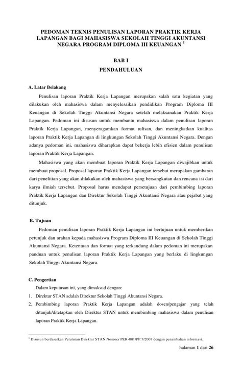 Format Penulisan Laporan Pkl