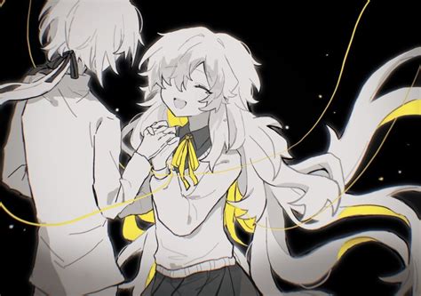 Charlotte Wiltshire Highres 1boy 1girl Black Background Black Ribbon Black Skirt Blonde