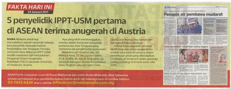 usm news portal  penyelidik ippt usm pertama  asean terima