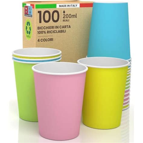 100 Verres En Papier 200Ml Biodégradables Écologique Et Jetables