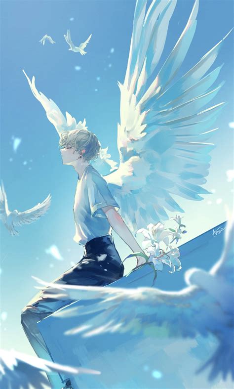 Anime Boy With Wings Wallpaper