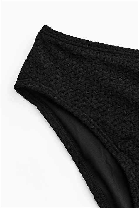 Midnight Textured V Neck Top Low Rise Hipster Bikini Set