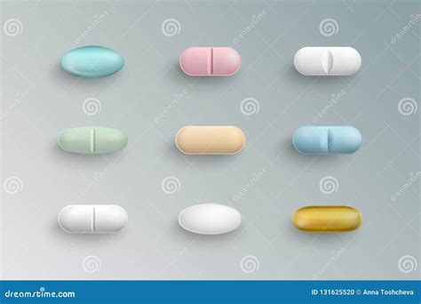 Realistic Colorful Medical Pills Tablets Capsules Stock Vector