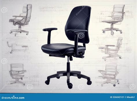 office blueprint chair architect design drawing blue vignetting