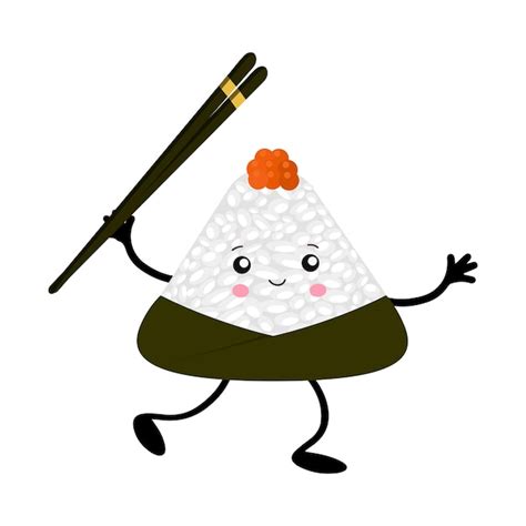 Premium Vector Vector Illustration Of Onigiri In The Style Of Kawaii