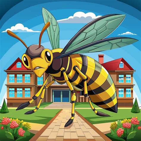 Premium Vector Beewolf Wasp Bee Frantic Stands School Vector