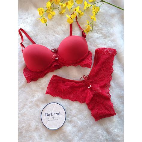 Conjunto Renda Lingerie Sexy Rubi Bojo Shopee Brasil