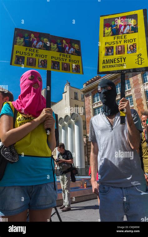 Paris France International Rally In Support Of Pussy Riot Russian Dissidents Stock Photo Alamy