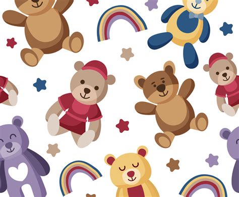 Teddy Bear Seamless Pattern Vector Art & Graphics | freevector.com