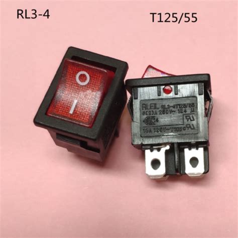 1pcs Red lamp RLEIL RL3-4 T125/55 6A 250V 4Pins 2 Positions Rocker ...
