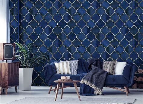 Blue Moroccan Pattern Wallpaper Self Adhesive Wallpaper - Etsy