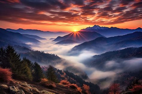 Amazing Sunset Mountain Scenery with Inversion Free Stock Photo | picjumbo