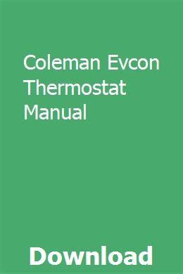 Coleman Evcon Thermostat Manual