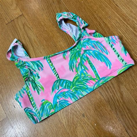 Lilly Pulitzer Swim Lilly Pulitzer Palm Tree Print Ruffle Straps Bathing Swim Suit Bikini
