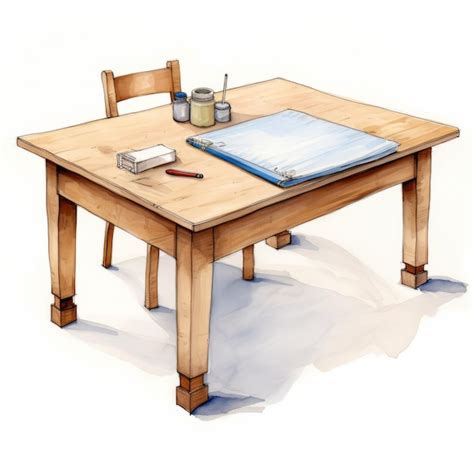 Premium AI Image | Cartoon Drawing Of Desk And Art Table In Ink Wash Style