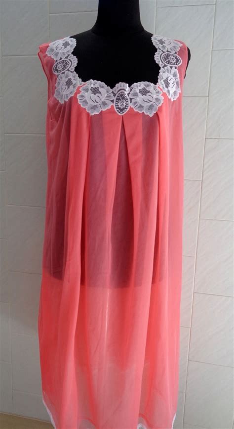 Coral Lingerie Set Vintage Italy Peignoir Line Weddin Gem