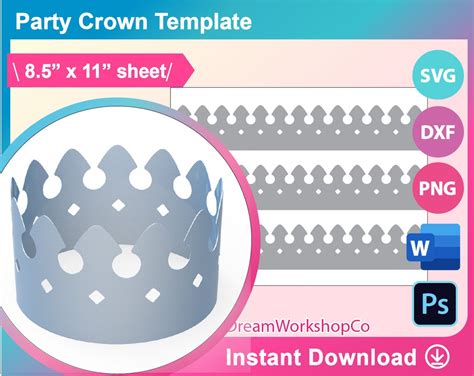 Party Hat Template Party Crown Template Svg Dxf Ms Word Etsy