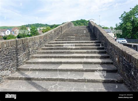 Ancient stone steps of Old Bridge (Yr Hen Bont) over River Taff
