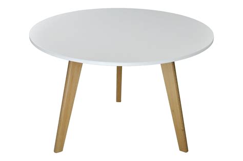 Tavolino Rotondo Da Salotto Mod Oliver Con Top Bianco In Mdf E Piedi