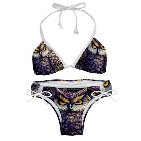 Owl Swim Suit Bikini Set With Detachable Sponge Adjustable Strap Two Pack Ideal For Beach