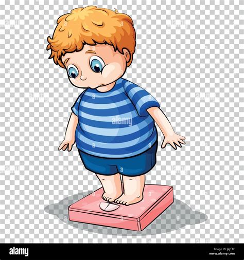 Fat Boy On Scale Illustration Stock Vector Image And Art Alamy