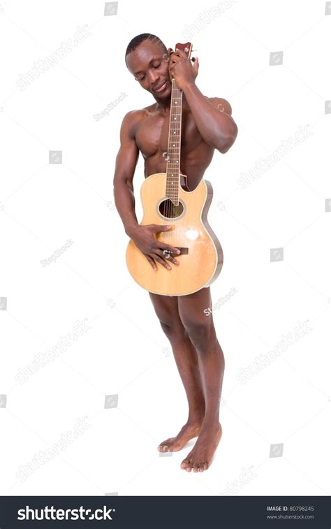Naked Man Guitar Posing Against Isolated Stock Photo Shutterstock