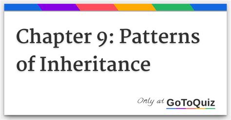 Chapter 9 Patterns Of Inheritance