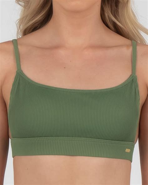 Shop Roxy Mind Of Freedom Bikini Top In Vineyard Green Gnt Fast Shipping Easy Returns