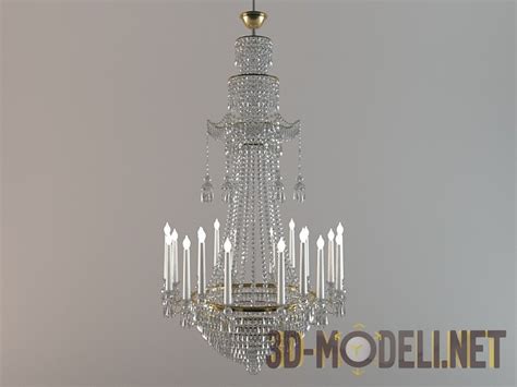 3D модель – Двухъярусная хрустальная люстра