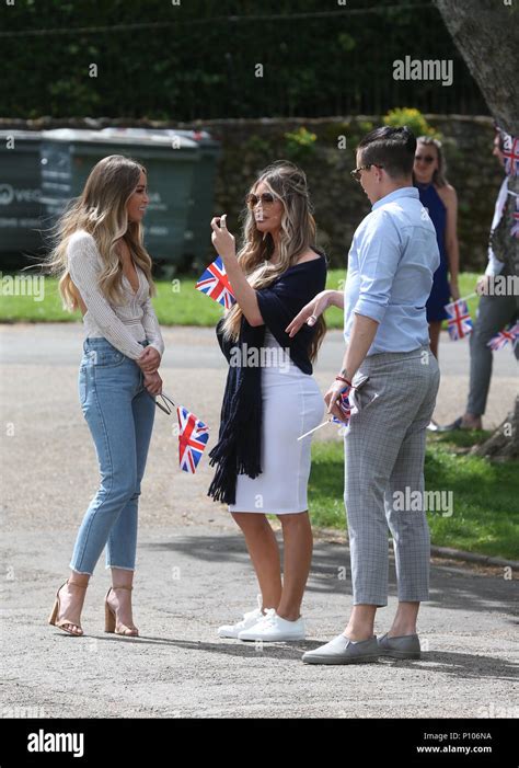 The Cast Of The Only Way Is Essex Filming A Garden Party Scene At Colchester Castle Featuring