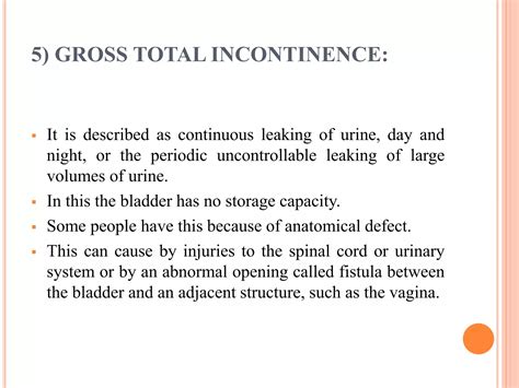 Urinary incontinence types, diagnostic evaluation and management | PPTX