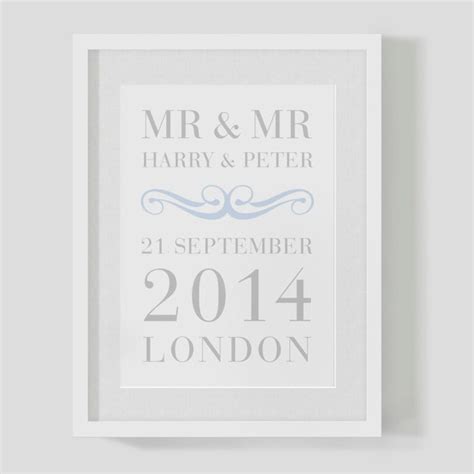 Personalised Mr Mr Civil Partnership Gay Wedding Print Etsy