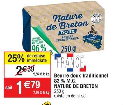 Promo Beurre Doux Traditionnel M G Nature De Breton Chez Cora