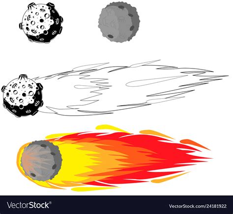 Cosmic bodies meteorites drawing color art Vector Image