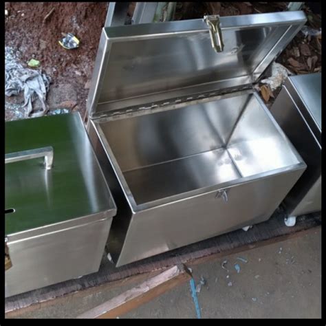 jual kosu kotak amal stainless steel ukuran       roda