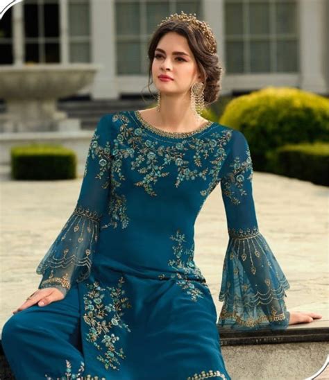 Elegant Royal Blue Color Georgette Embroidered Salwar Suit