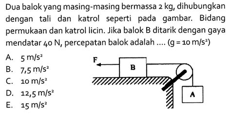 Dua Balok Yang Masing Masing Bermassa 2 Kg Dihubungkan