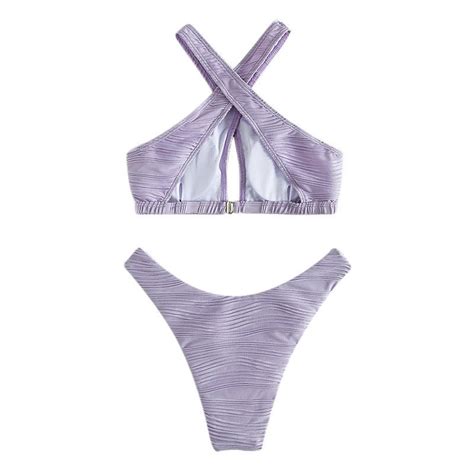 Generic New Solid Color Romantic Bikini Beach Split Swimsuit Women S Sexy Three Point